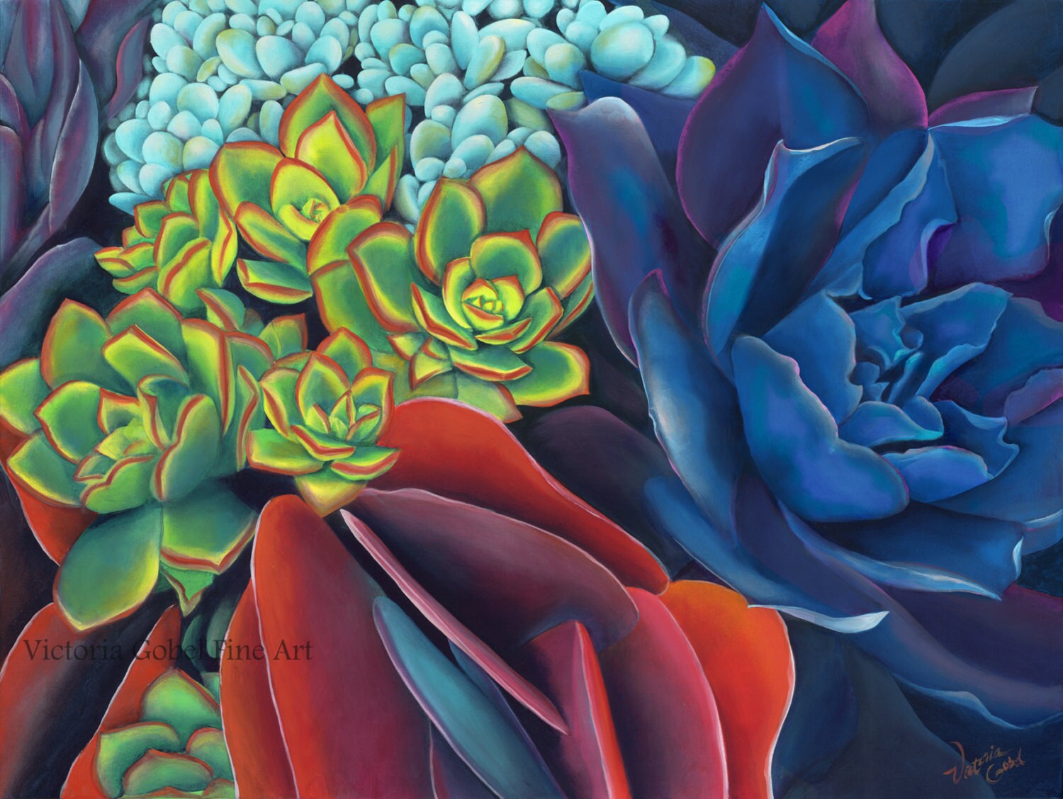 Original Acrylic Succulent Painting Succulent VII By