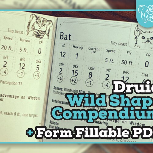 Dnd 5e Druid Wild Shapes: A5 Booklet PDF for Dungeons and - Etsy UK