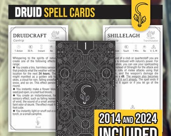 Druid Spell Cards for D&D 5e: Form Fillable (PDFs)