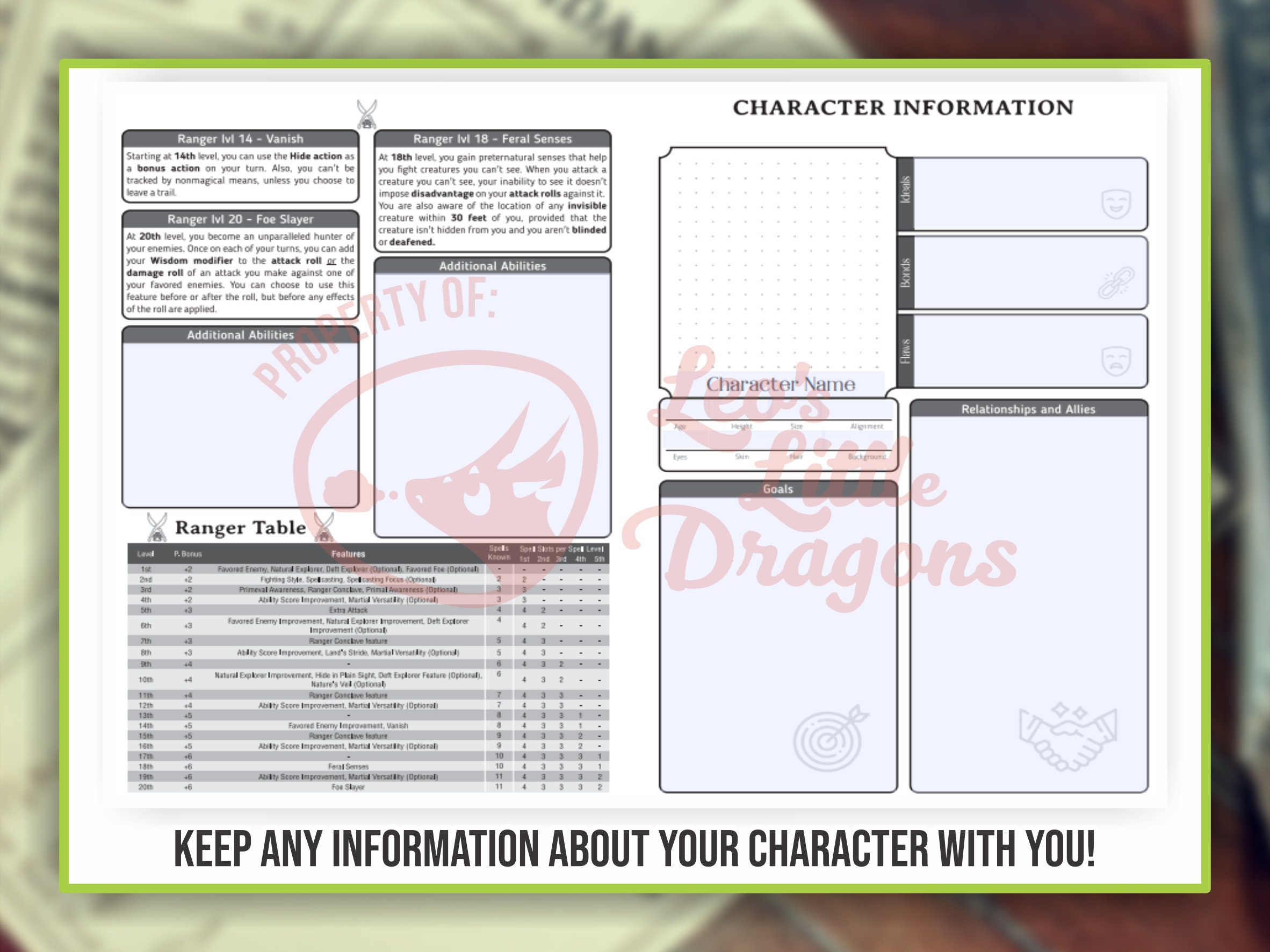 Laminated D&D Character Sheet Dry Erase D and D Character Sheet Laminated D  and D Character Sheet 