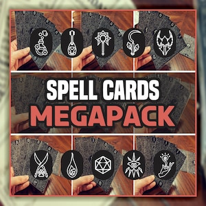 MEGAPACK met spreukkaarten voor DnD 5e | Kerkers en draken | D&D | Afdrukbare spreukkaarten