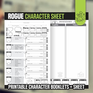 FICHA DE PERSONAGEM ROGUE para DnD 5e | Formulário Preenchível PDF | Masmorras e Dragões | Folha de personagem para impressão | D&D | Diário de personagens DnD