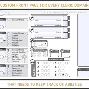 CLERIC CHARACTER SHEET for Dnd 5e Form Fillable Pdf - Etsy
