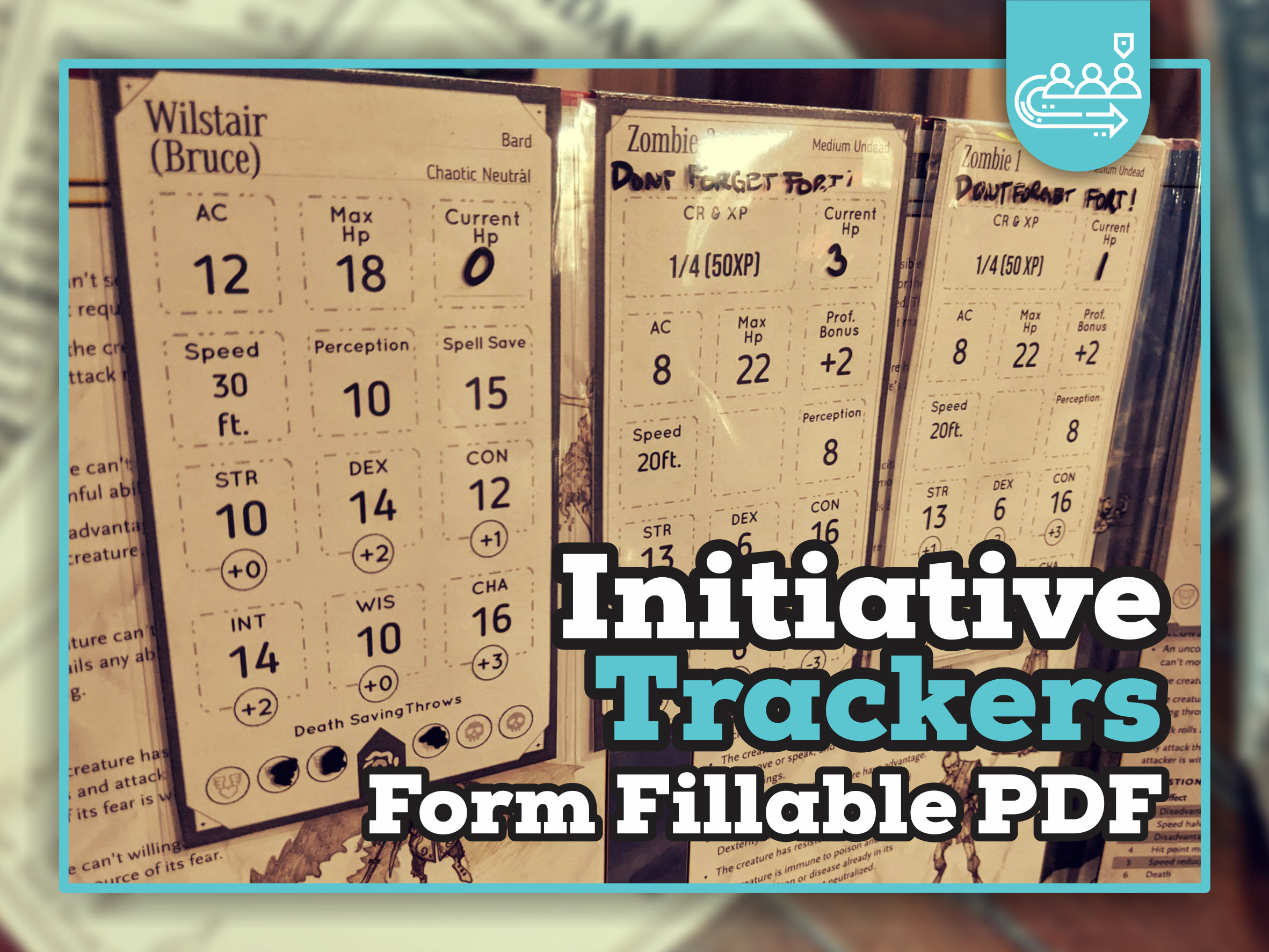 INITIATIVE TRACKERS for DnD 5e Form Fillable PDFs Dungeons and