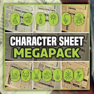 MÉGAPACK DE FICHES DE PERSONNAGES pour D&D 5e | Formulaire à remplir au format PDF | Donjons et dragons | Feuille de personnage imprimable | D&D | Journal du personnage du MDN