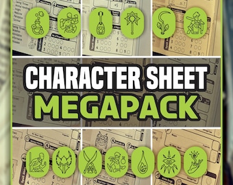 Megapack di schede personaggio DnD 5e: PDF compilabile, diario del personaggio di Dungeons and Dragons