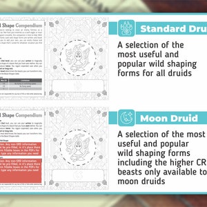 DRUID WILD SHAPE Booklet for Dnd 5e | Form Fillable Pdfs Included ...