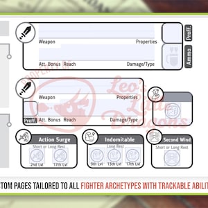 FIGHTER CHARACTER SHEET for Dnd 5e | Form Fillable Pdf | Dungeons and ...