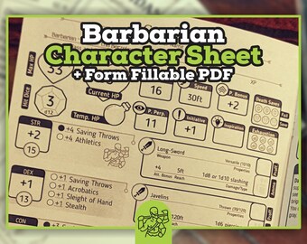 BARD CHARACTER SHEET for Dnd 5e Form Fillable Pdf Dungeons | Etsy