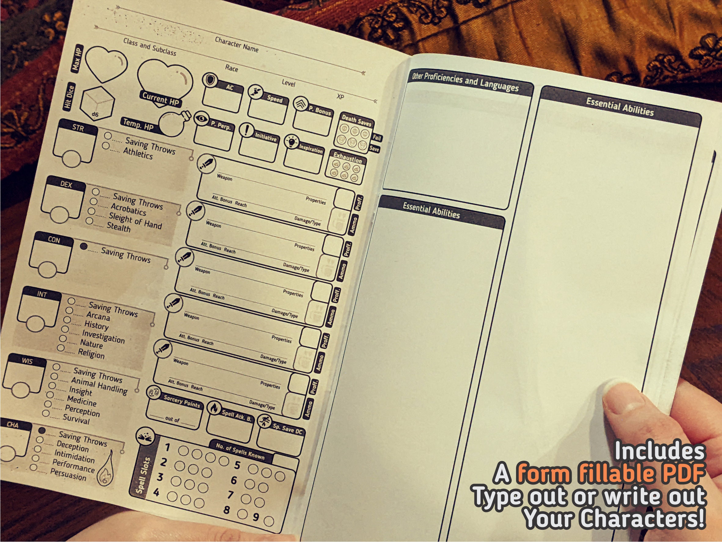 SORCERER CHARACTER SHEET for DnD 5e | Form Fillable Pdf | Dungeons and ...