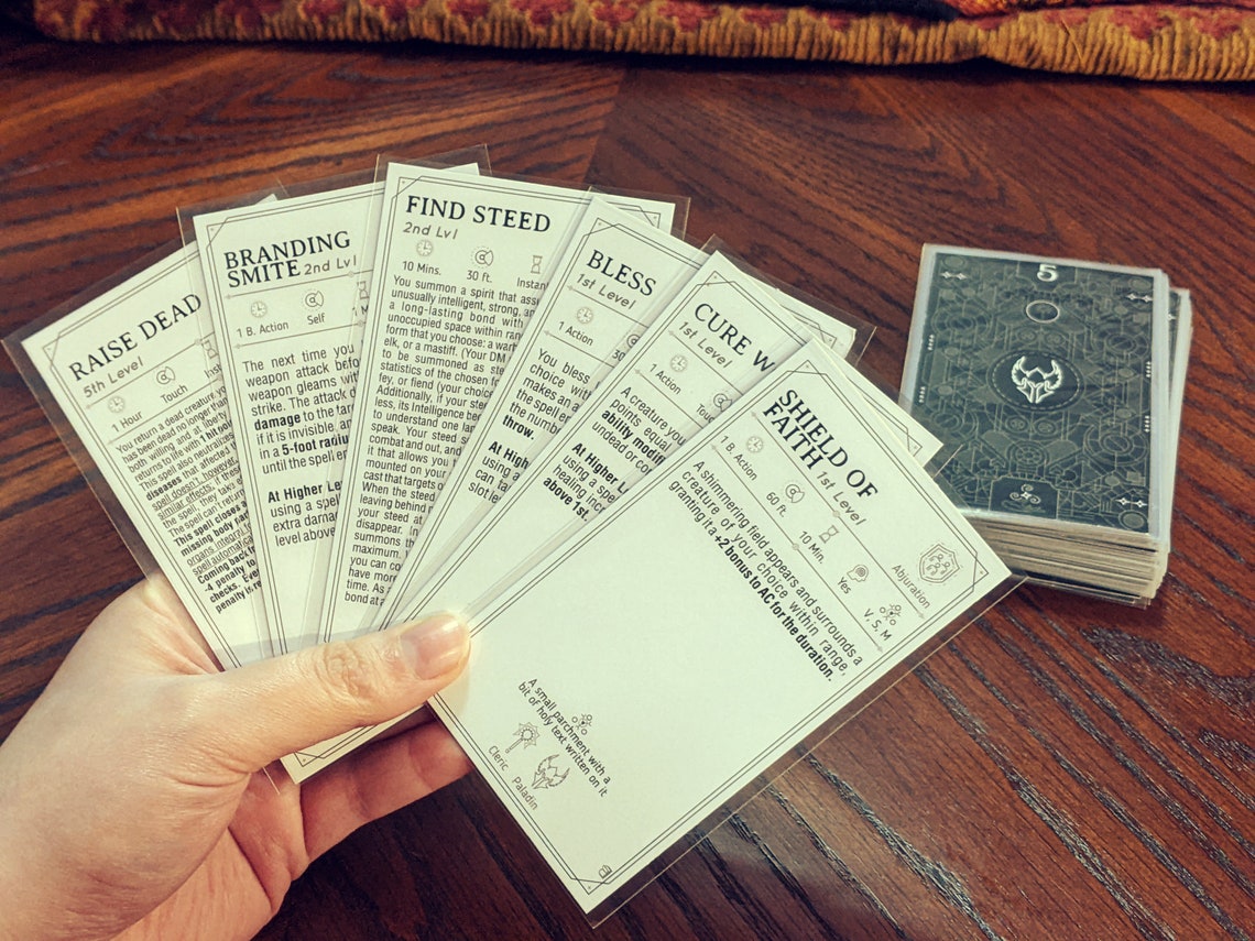 PALADIN Spell Cards for Dnd 5e Form Fillable Pdfs Included - Etsy