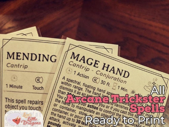 5e ARCANE TRICKSTER Spell Cards Form Fillable PDF Included | Etsy