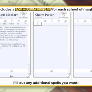 BARD Spell Cards for Dnd 5e | Form Fillable Pdfs Included | Dungeons ...