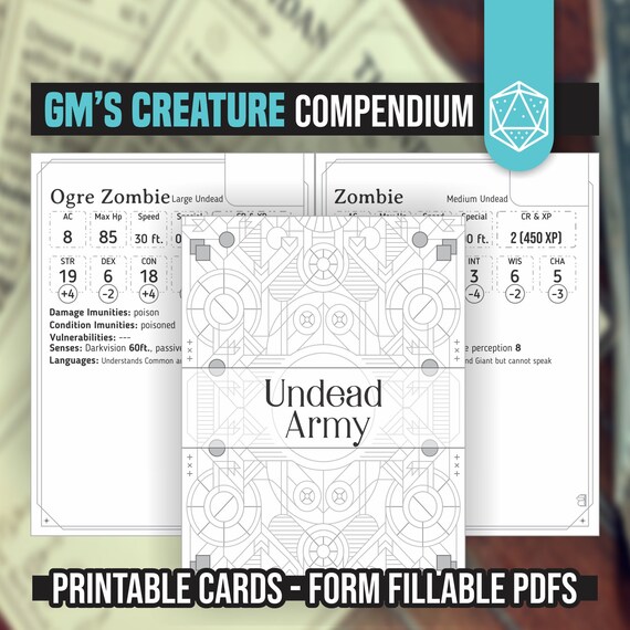 GM's CREATURE COMPENDIUM for DnD 5e | Form Fillable PDFs Included | Dungeons and Dragons | D&D | Printable Booklet