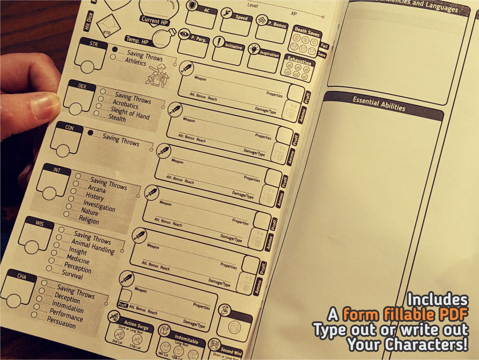 FIGHTER CHARACTER SHEET for Dnd 5e Form Fillable Pdf - Etsy