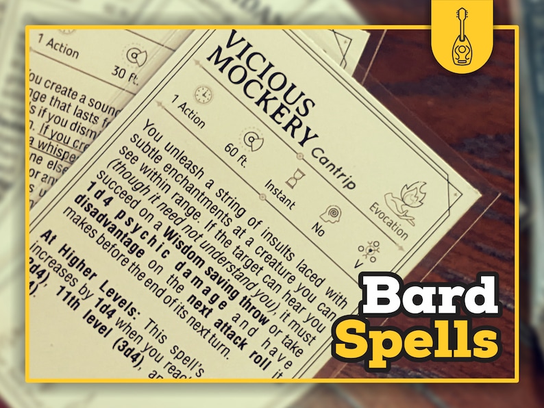 BARD Spell Cards for Dnd 5e Form Fillable Pdfs Included Etsy