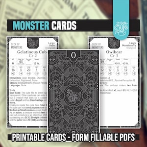 MONSTER KARTEN für DnD 5e | Ausfüllbare PDFs | Dungeons and Dragons | D&D | Druckbare Karten