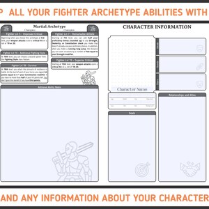 FIGHTER CHARACTER SHEET for Dnd 5e Form Fillable Pdf - Etsy