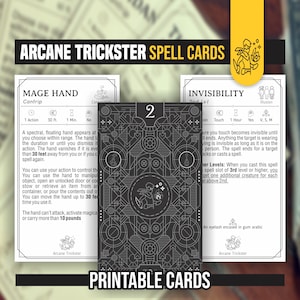 ARCANE TRICKSTER Spell Cards for DnD 5e Form Fillable PDFs Included Dungeons and Dragons D&D Printable Spell Cards image 1