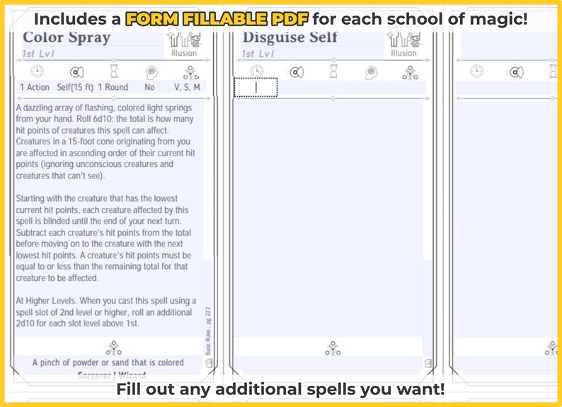 ARCANE TRICKSTER Spell Cards for DnD 5e Form Fillable PDFs Included Dungeons and Dragons D&D Printable Spell Cards image 9