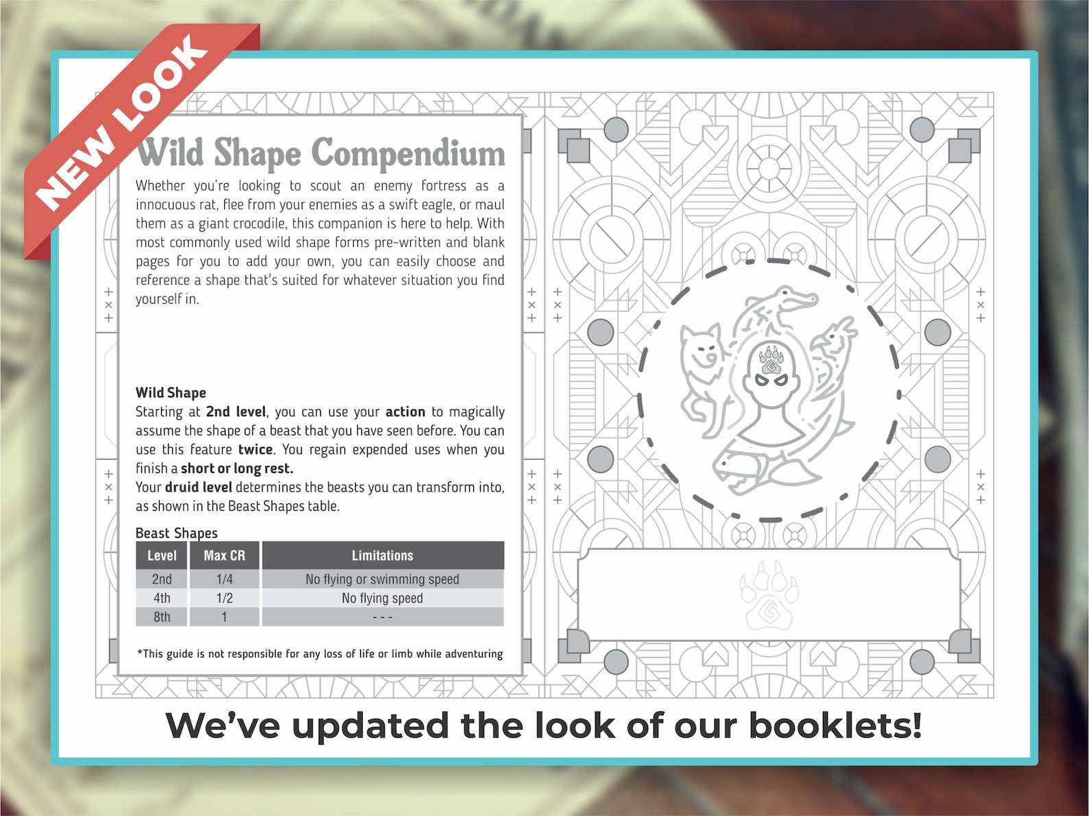 DRUID WILD SHAPE Booklet for Dnd 5e Form Fillable Pdfs Included ...