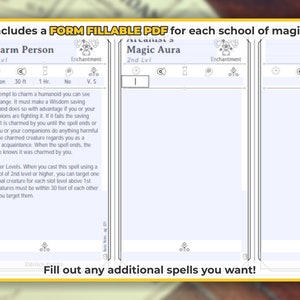 ELDRITCH KNIGHT Spell Cards for Dnd 5e | Form Fillable Pdfs Included ...