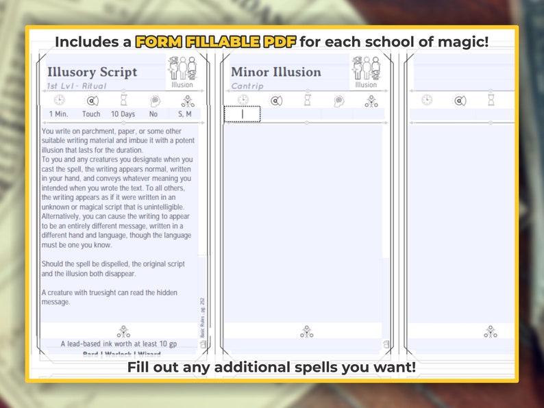 WARLOCK Spell Cards for Dnd 5e Form Fillable Pdfs Included Etsy