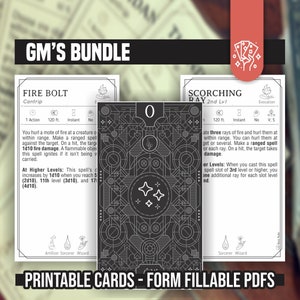 PACOTE DE FEITIÇOS DA GM para DnD 5e | PDFs preenchíveis de formulário incluídos | Masmorras e Dragões | D&D | Cartões de feitiço Dnd para impressão