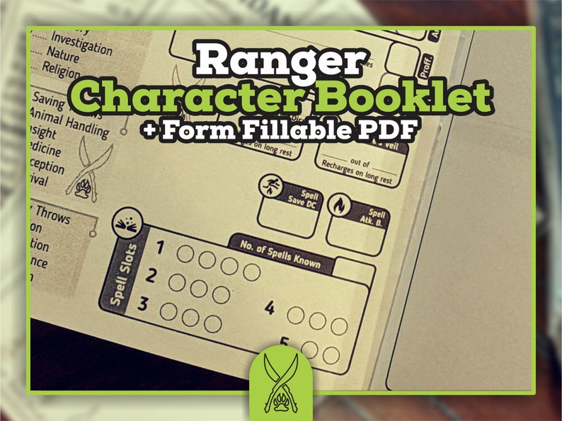 RANGER CHARACTER SHEET for Dnd 5e Form Fillable Pdf Etsy