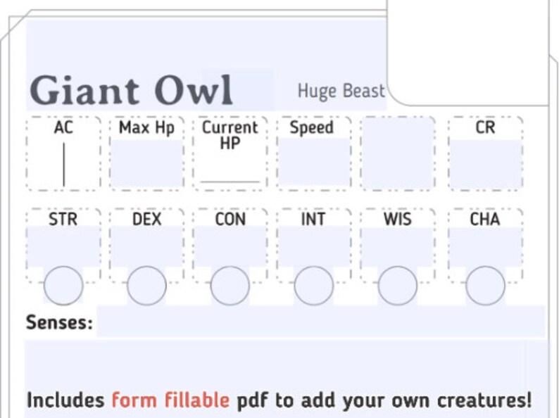 Druid Form Fillable Wild Shape Cards Printable Forms Free Online Druid Form Fillable Wild Shape Cards Printable Forms Free Online