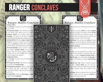 CARTE CONCLAVE RANGER per DnD 5e / PDF compilabili inclusi / Dungeons and Dragons / D&D / Carte incantesimo Dnd stampabili / Sottoclassi Dnd