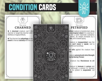 CONDITION CARDS for DnD 5e | Form Fillable PDFs Included | Dungeons and Dragons | Dnd | Printable Cards