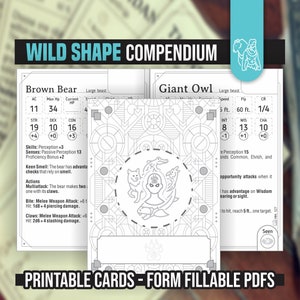DRUIDE WILD SHAPE Heft für DnD 5e | Form Ausfüllbare PDFs enthalten | Dungeons and Dragons | D&D | Druckbares Heft
