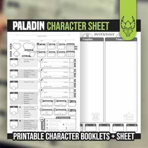 PALADIN CHARACTER SHEET for DnD 5e | Form Fillable Pdf | Dungeons and Dragons | Printable Character Sheet | D&D | DnD Character Journal
