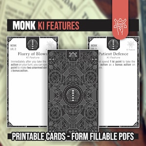 MONK KI FEATURES für DnD 5e | Ausfüllbare PDFs inklusive | Dungeons und Drachen | D&D | Druckbare Karten | Dnd Unterklasse