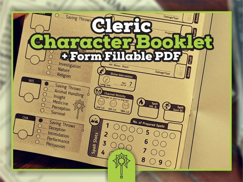 CLERIC CHARACTER SHEET for Dnd 5e Form Fillable Pdf - Etsy