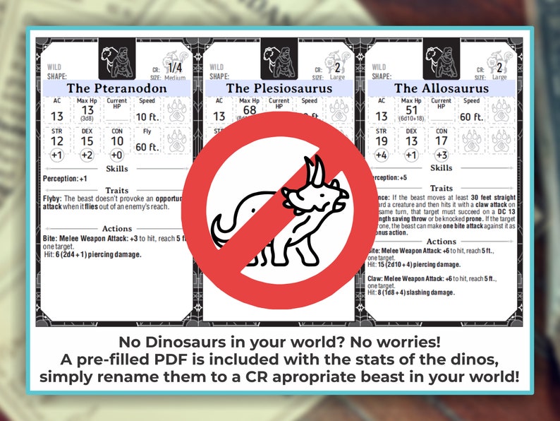 WILD SHAPE CARDS for the Druid Dnd 5e Form Fillable Pdfs - Etsy