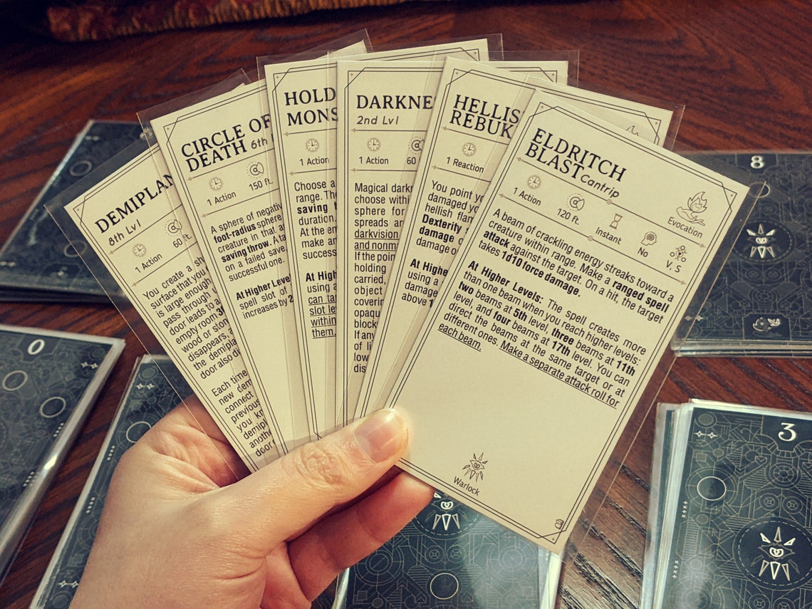 WARLOCK Spell Cards for Dnd 5e Form Fillable Pdfs Included - Etsy