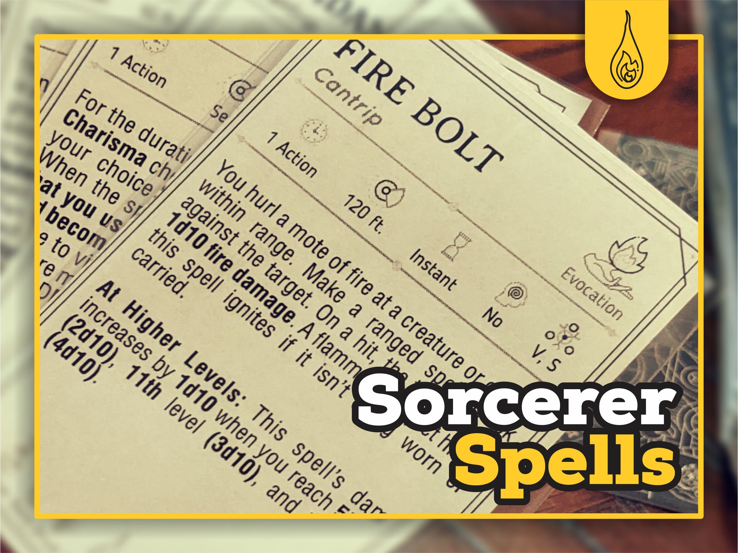 SORCERER Spell Cards for DnD 5e Form Fillable PDFs Included