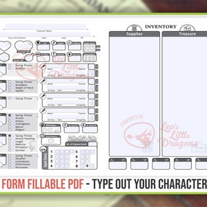 DRUID CHARACTER SHEET for Dnd 5e | Form Fillable Pdf | Dungeons and ...