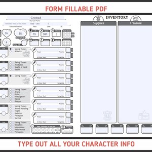 BARBARIAN CHARACTER SHEET for Dnd 5e Form Fillable Pdf - Etsy