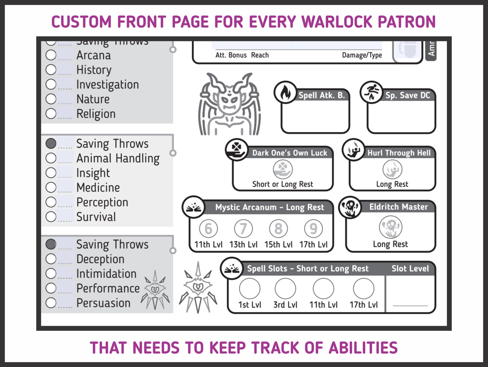 Dnd Warlock Spell 5e Sheet
