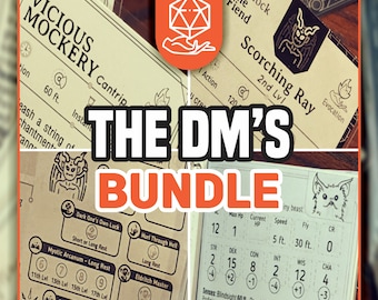 DnD 5e DM Bundle: Printable Spell Cards & Character Sheets