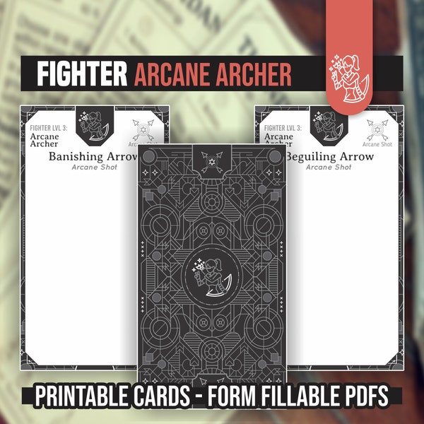 ARCANE ARCHER CARDS for DnD 5e | Form Fillable PDFs Included | Dungeons and Dragons | D&D | Printable Cards