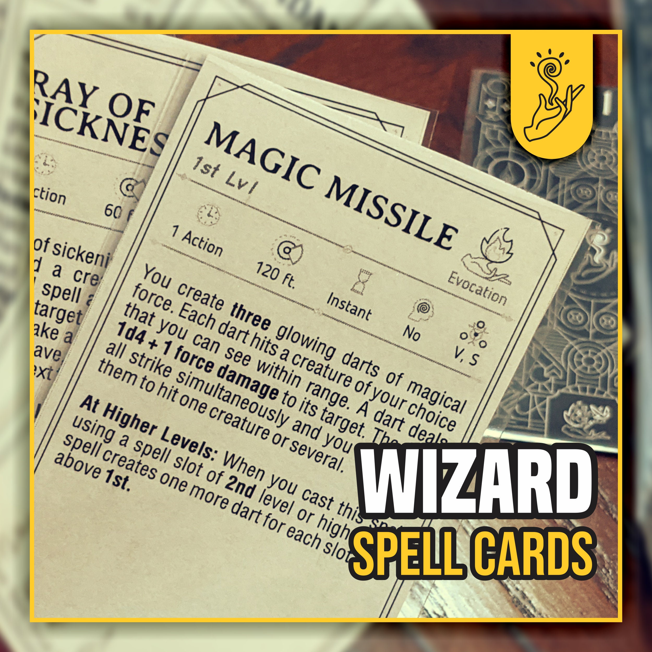 WIZARD Spell Cards for DnD 5e Form Fillable PDFs Included Dungeons and Dragons D&D
