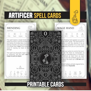 ARTIFICER Spell-kaarten voor DnD 5e | Formulier invulbare PDF's inbegrepen | Kerkers en draken | D&D | Afdrukbare spreukkaarten