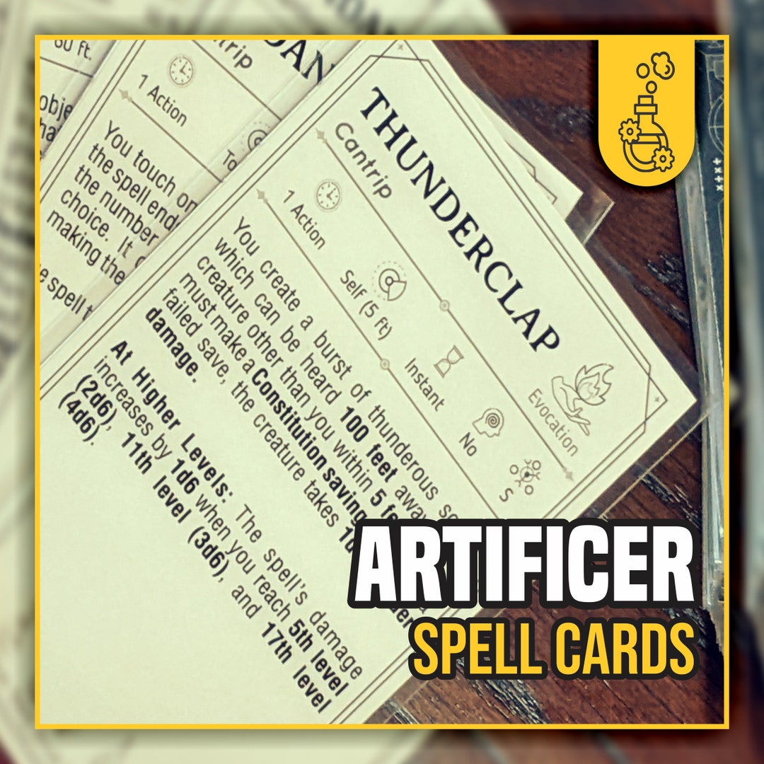 ARTIFICER Spell Cards for Dnd 5e Form Fillable Pdfs Included Etsy Singapore