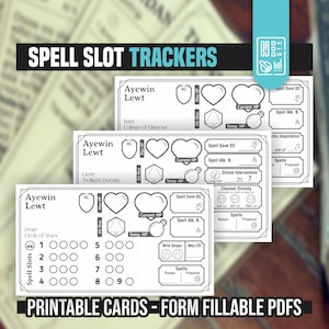 SORT SLOT TRACKERS pour toutes les classes pour DnD 5e | Formulaire PDF à remplir inclus | Donjons et Dragons | J&D