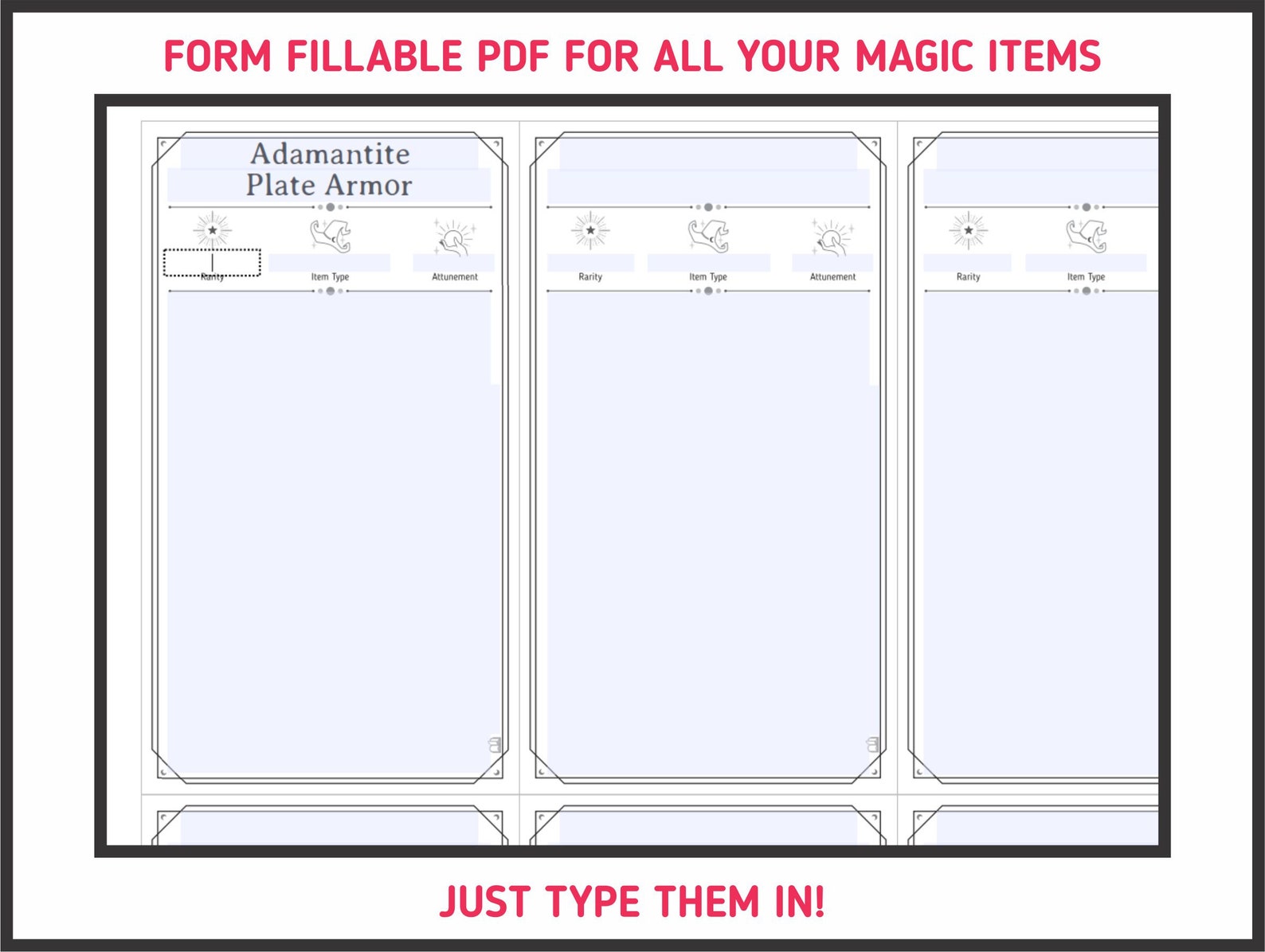 MAGIC ITEM CARDS for Dnd 5e Form Fillable Pdfs Included - Etsy