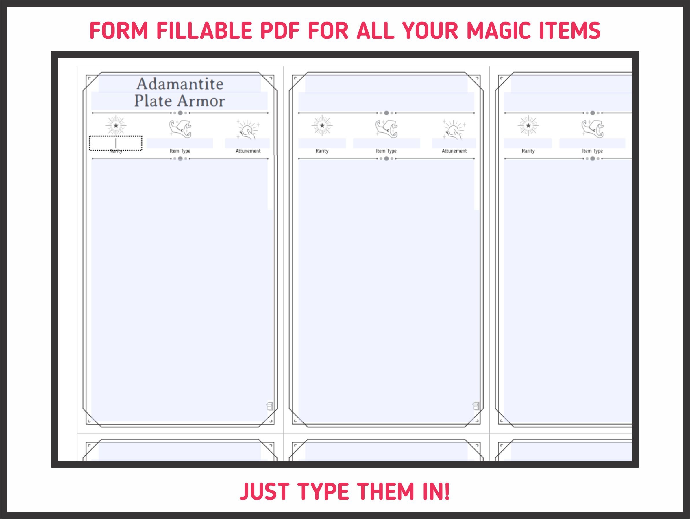 MAGIC ITEM CARDS for DnD 5e Form Fillable PDFs Included Dungeons MAGIC ITEM CARDS for DnD 5e Form Fillable PDFs Included Dungeons